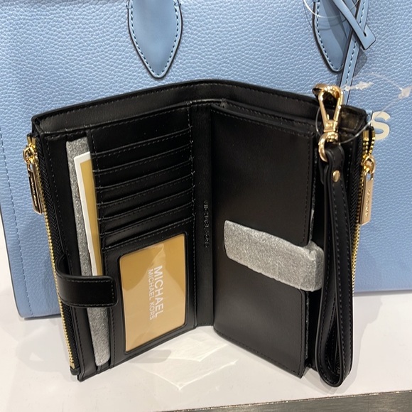 MICHAEL KORS LARGE DOUBLE ZIP WRISTLET WALLET BLACK MULTI - Picture 5 of 16